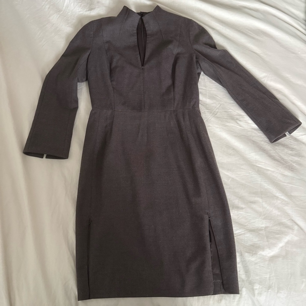 Split-Neck Double-Face Wool Sheath Dress Akris